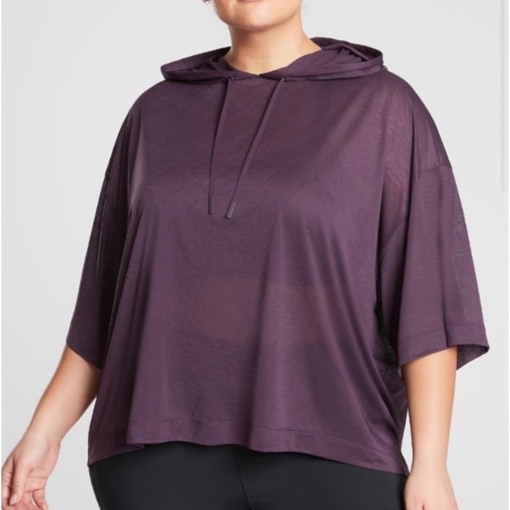 Athleta Purple Vapor Hooded Cropped Tee - Size XLarge